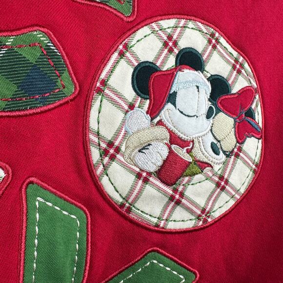 Disney Parks Christmas Sweater Mickey & Minnie Red COZY Crop Crewneck 2XL - Picture 6 of 9